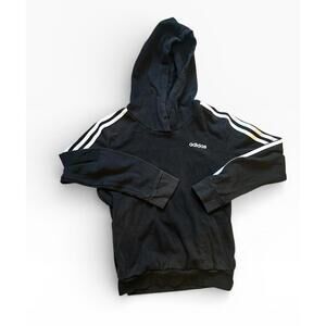 Adidas Women's Hoodie Size Small Black 3-Stripe Pullover Sweatshirt Activewear